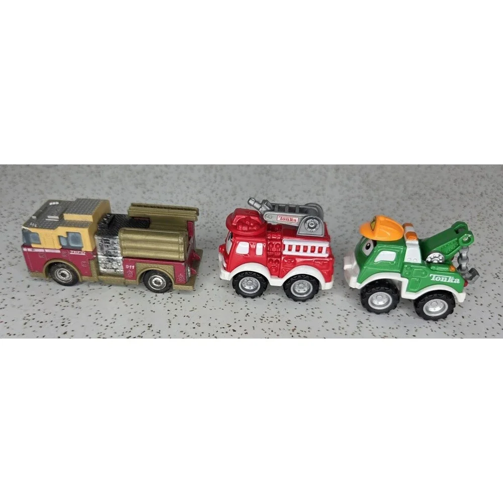 Vtg Mini Tonka Construction & Fire Trucks Maisto Hasbro Lil Chuck & Friends Lot